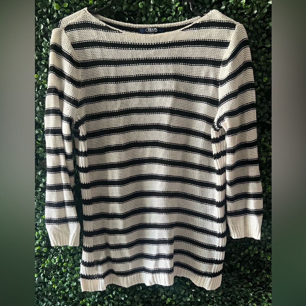 CHAPS Women's LIGHTWEIGHT 3/4 SLEEVE BOATNECK SWEATER - Picture 1 of 8